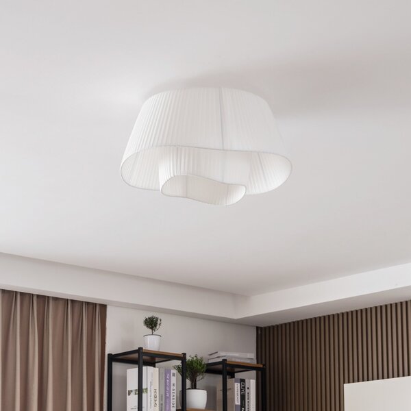 Stropné Lampa Lindby, Eryndor, stmievateľné, Biela, Obývacia izba, Tkanina / Textil