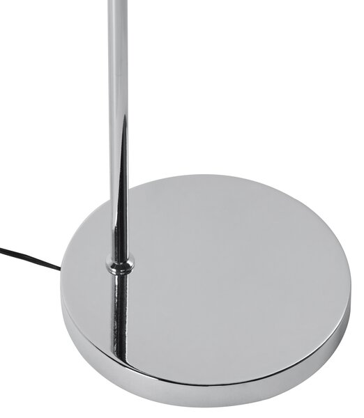 Stojaca lampa strieborná kovová základňa sklenené tienidlo moderný štýl obývacia izba spálňa