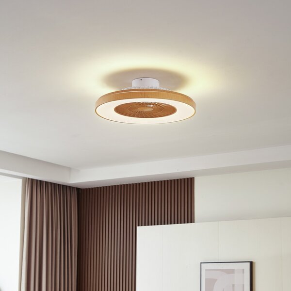 Stropné Lampa Lindby, Teleo, stmievateľné, Drevo, Obývacia izba, Plast, Moderný