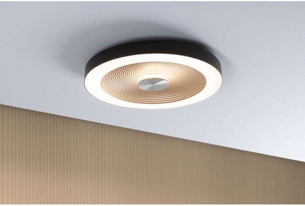Stropné LED svetlo Volea, Ø40 cm, IP44, čierne/zlaté