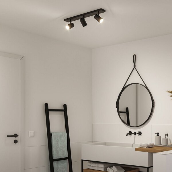 Stropné Lampa Paulmann, Zyli, stmievateľné, Čierna, Kúpeľňa, Kov, Moderný