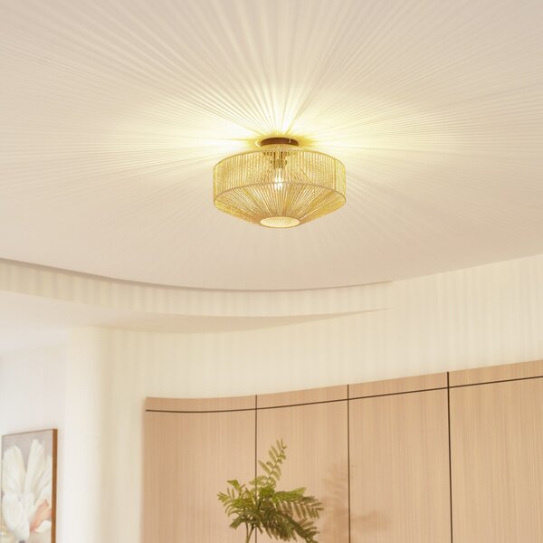 Stropné Lampa Lindby, Sorino, stmievateľné, Drevo, Obývacia izba, Papier / Kartón, Rustikálny
