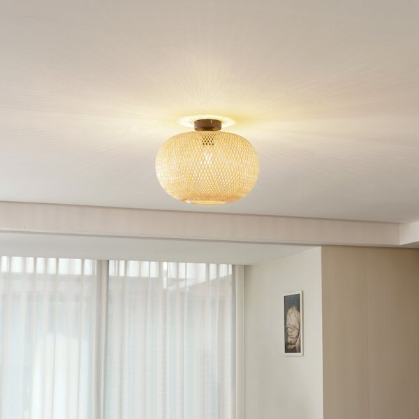 Stropné Lampa Lindby, Kessia, stmievateľné, Drevo, Jedáleň, Bambus, Rustikálny