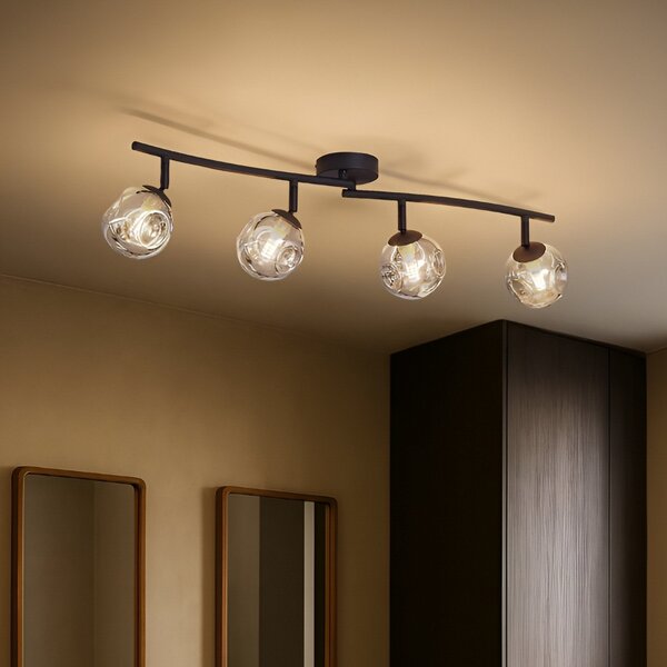 Stropné Lampa Lindby, Valentina, stmievateľné, Sivá, Obývacia izba, Sklo, Moderný