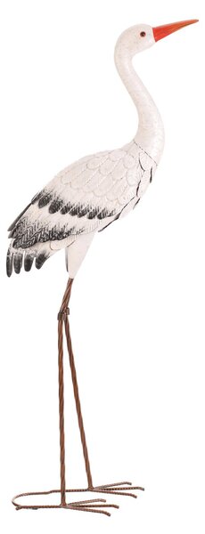 Bocian - 76 cm, kovová záhradná dekorácia, farba biela Biela
