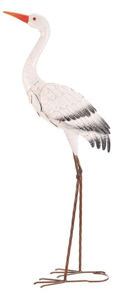 Bocian - 76 cm, kovová záhradná dekorácia, farba biela Biela