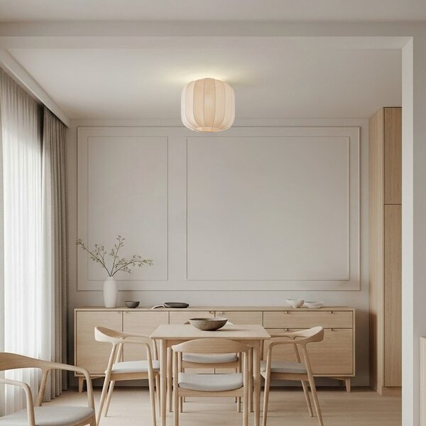 Stropné Lampa Lindby, Helin, stmievateľné, Béžová, Jedáleň, Tkanina / Textil, Škandinávsky