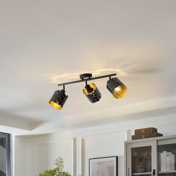 Stropné Lampa Lindby, Aralena, stmievateľné, Čierna, Obývacia izba, Kov, Moderný