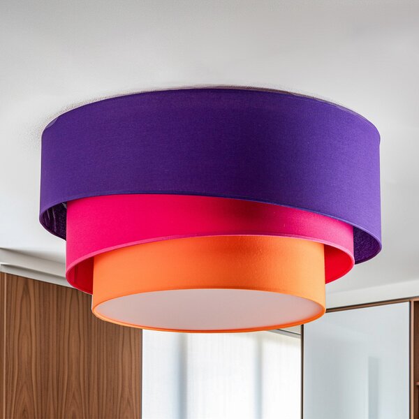 Stropné Lampa Euluna, Trio Max, stmievateľné, Fialová, Obývacia izba, Tkanina / Textil, Moderný