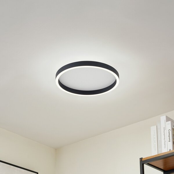 Stropné Lampa Lucande, Rotundo, stmievateľné, Čierna, Jedáleň, Plast, Moderný