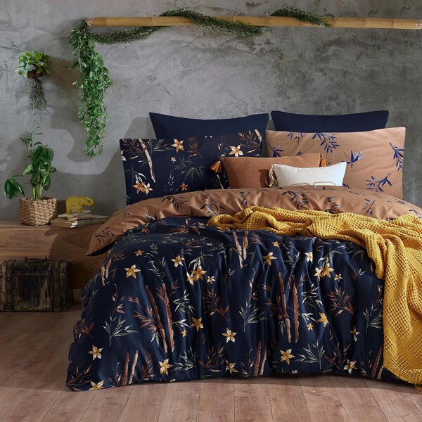 SATÉNOVÉ OBLIEČKY BAMBOO FLOWER EXCLUSIVE 160X200 CM, 2KS 70X80 CM VZOROVANÉ