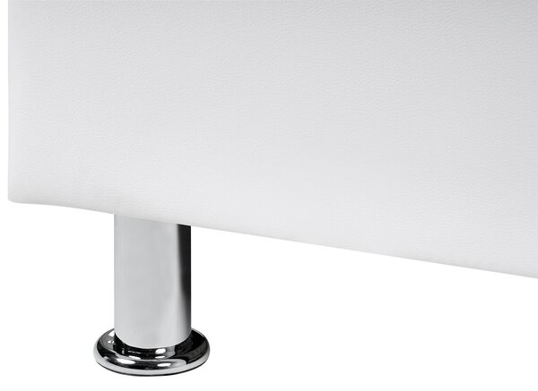 Posteľ biela umelá koža 160 x 200 cm s úložným priestorom prešívané čelo s gombíkmi moderný glamour štýl spálňa