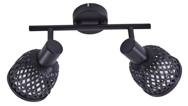 Stropné Lampa Lindby, Eskil, stmievateľné, Čierna, Jedáleň, Bambus, Moderný