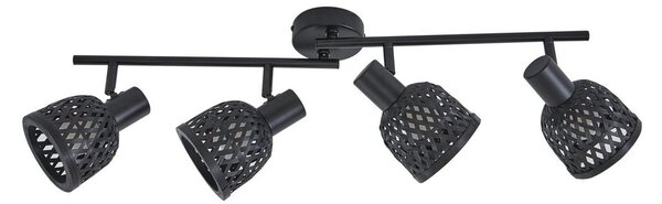 Stropné Lampa Lindby, Eskil, stmievateľné, Čierna, Jedáleň, Bambus, Moderný