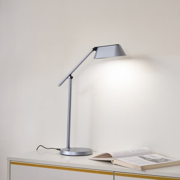 Stolové Lampa Lindby, Thies, stmievateľné, Sivá, Pracovňa, Plast, Moderný