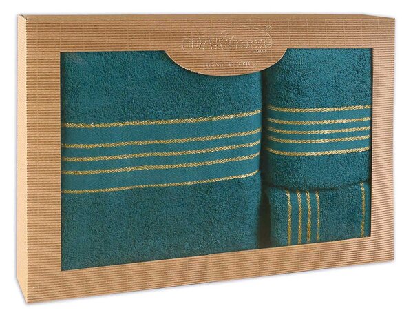 BAVLNENÉ UTERÁKY TIWANO SADA 1 KS 30X50 CM, 1 KS 50X90 CM, 1 KS 70X140 CM TMAVOTYRKYSOVÁ