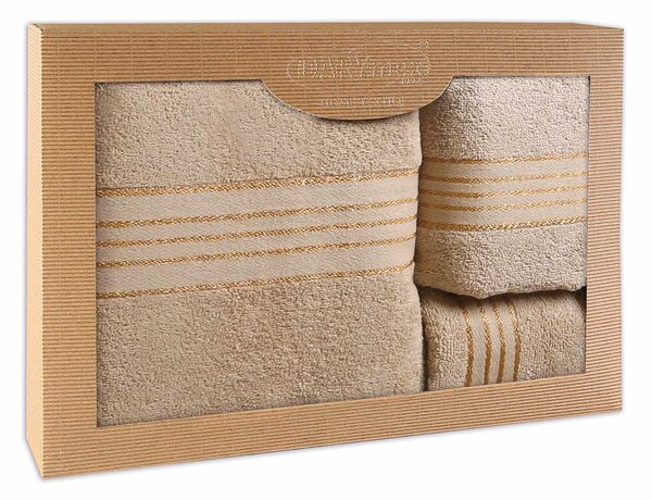 BAVLNENÉ UTERÁKY TIWANO SADA 1 KS 30X50 CM, 1 KS 50X90 CM, 1 KS 70X140 CM CAPPUCCINO