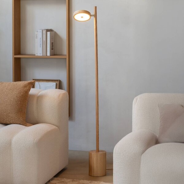 GOOD & MOJO LED stojacia lampa Okinawa, 1-pl. prírodná, 146 cm, drevo, Svetlé drevo, Obývacia izba / jedáleň, Drevo, Moderný