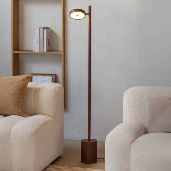 GOOD & MOJO LED stojacia lampa Okinawa, 1-pl. hnedá, 146 cm, drevo, Hnedá / hrdzavá, Obývacia izba / jedáleň, Drevo, Moderný