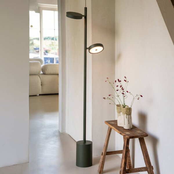 GOOD & MOJO LED stojacia lampa Okinawa, 2-pl. zelená, 146 cm, drevo, Zelená, Obývacia izba / jedáleň, Drevo, Moderný