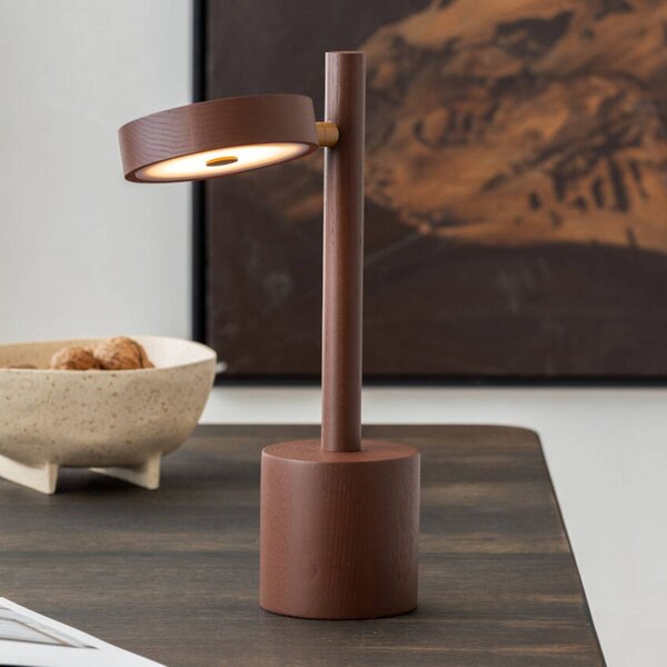 GOOD & MOJO stolová LED lampa Okinawa, hnedá, 35 cm, drevo, Hnedá / hrdzavá, Obývacia izba / jedáleň, Drevo, Moderný