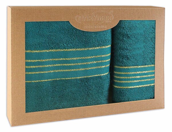 BAVLNENÉ UTERÁKY TIWANO SADA 1 KS 50X90 CM, 1 KS 70X140 CM TMAVOTYRKYSOVÁ
