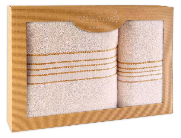 BAVLNENÉ UTERÁKY TIWANO SADA 1 KS 50X90 CM, 1 KS 70X140 CM KRÉMOVÁ