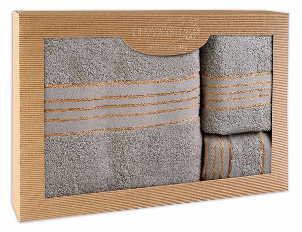 BAVLNENÉ UTERÁKY TIWANO SADA 1 KS 30X50 CM, 1 KS 50X90 CM, 1 KS 70X140 CM SIVÁ