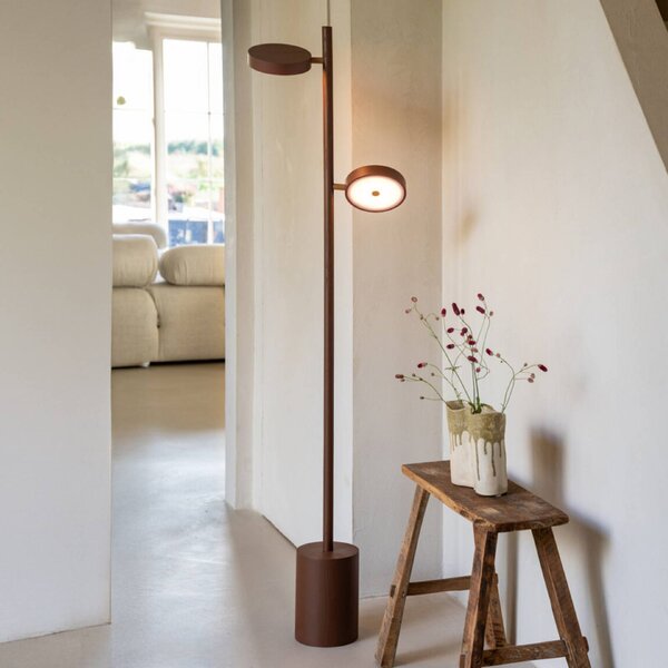 GOOD & MOJO LED stojacia lampa Okinawa, 2-pl. hnedá, 146 cm, drevo, Hnedá / hrdzavá, Obývacia izba / jedáleň, Drevo, Moderný