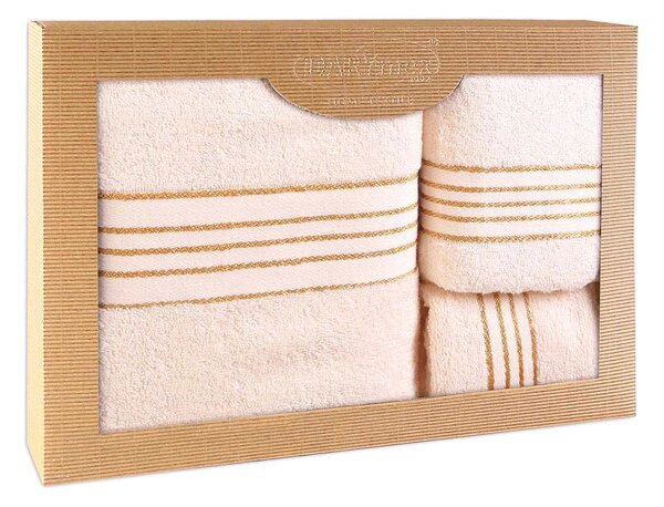 BAVLNENÉ UTERÁKY TIWANO SADA 1 KS 30X50 CM, 1 KS 50X90 CM, 1 KS 70X140 CM KRÉMOVÁ