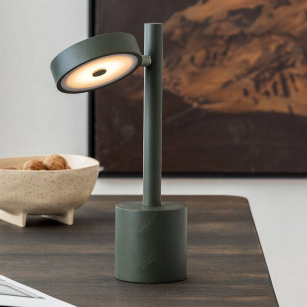 GOOD & MOJO stolová LED lampa Okinawa, zelená, 35 cm, drevo, Zelená, Obývacia izba / jedáleň, Drevo, Moderný