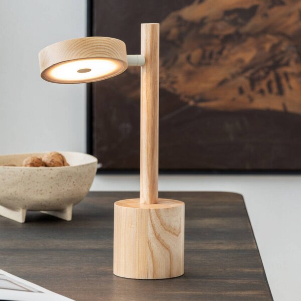 GOOD & MOJO stolová LED lampa Okinawa, prírodná, 35 cm, drevo, Svetlé drevo, Obývacia izba / jedáleň, Drevo, Moderný