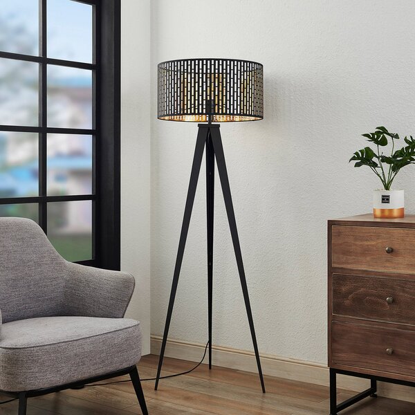 Stojacie Lampa Lindby, Thoralf, Čierna, Obývacia izba, Kov