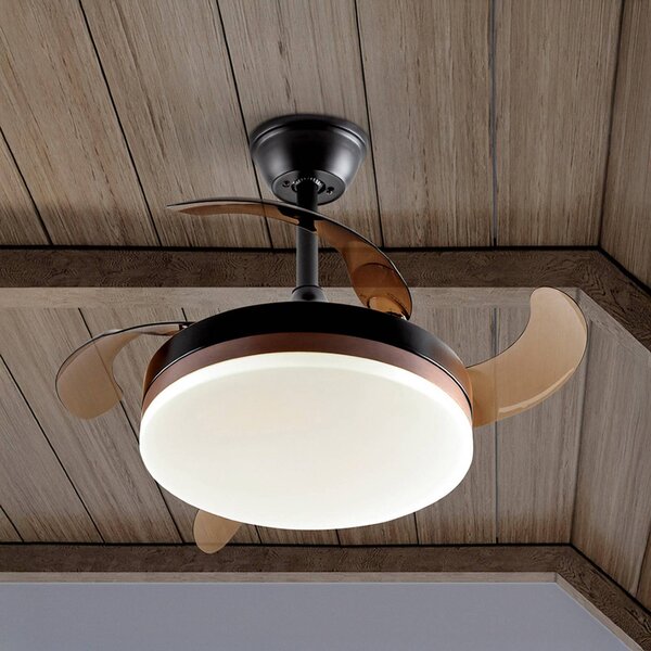 Schuller Valencia LED stropný ventilátor Vento čierny/bronzový/dymový Ø 90 cm tichý, Hliník / sivá / zinok, Obývacia izba / jedáleň, kov, Moderný