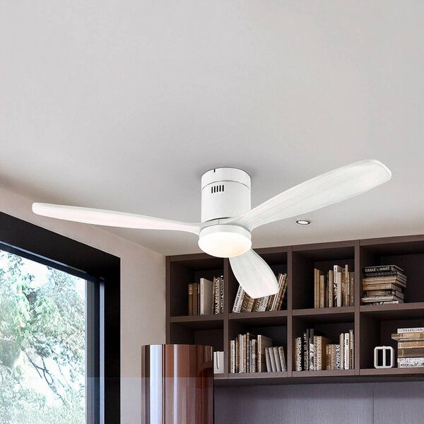 Schuller Valencia LED stropný ventilátor Siroco, biely, Ø 132 cm, tichý,, Biela / opálová, Obývacia izba / jedáleň, kov, Moderný