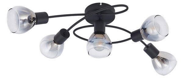 Stropné Lampa Lindby, Pendura, stmievateľné, Sivá, Jedáleň, Sklo, Moderný