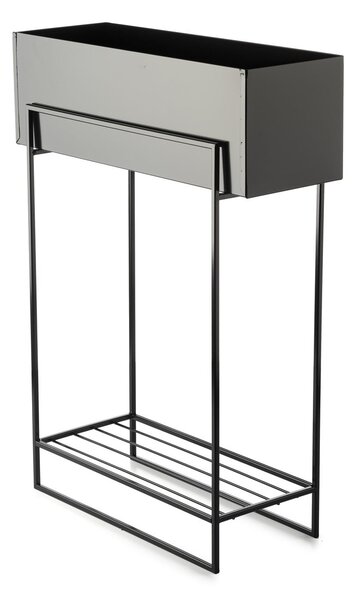 KOVOVÝ KVETINÁČ SO STOJANOM RECT 82X23X60 CM ČIERNA