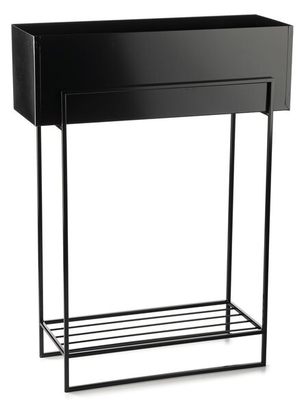 KOVOVÝ KVETINÁČ SO STOJANOM RECT 82X23X60 CM ČIERNA