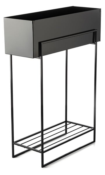 KOVOVÝ KVETINÁČ SO STOJANOM RECT 82X23X60 CM ČIERNA