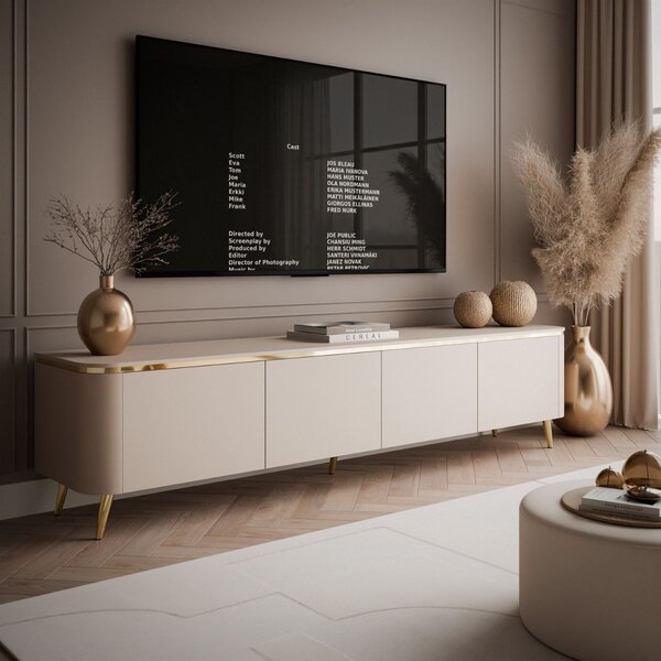 TV STOLÍK JULIEN KAŠMÍR + ZLATÝ LED 200 cm