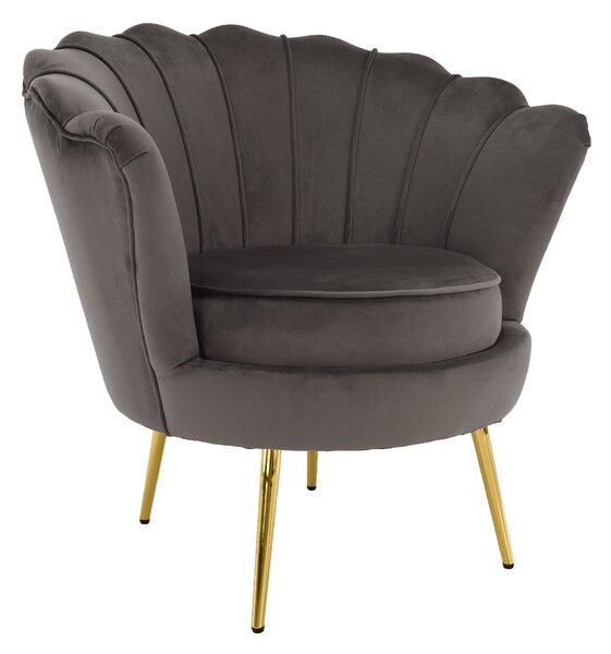Kreslo Art-deco, sivohnedá Velvet látka/gold chróm zlatý, NOBLEO