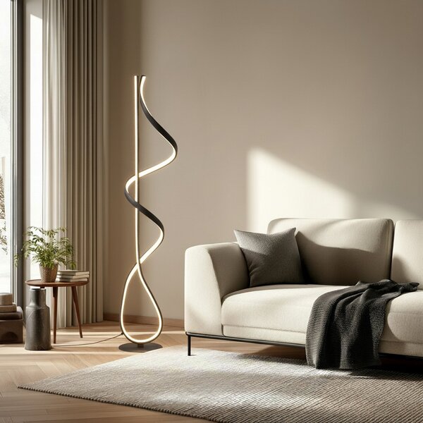 Stojacie Lampa Lucande, Rodado, Čierna, Obývacia izba, Kov, Moderný