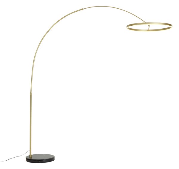 Dizajnová oblúková stojaca lampa zlatá vrátane LED s 3-stupňovým stmievaním - Anello