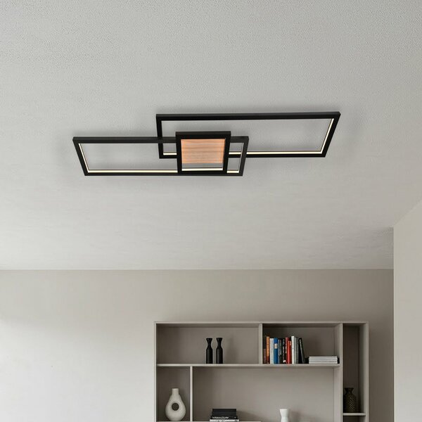 Stropné Lampa Lindby, Emiljan, stmievateľné, Čierna, Obývacia izba, Kov, Moderný