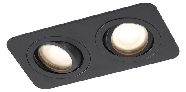 Zaoblené zapustené bodové svietidlo čierne GU10 50 mm otočné a naklápacie IP44 2-svetlá - Alberto