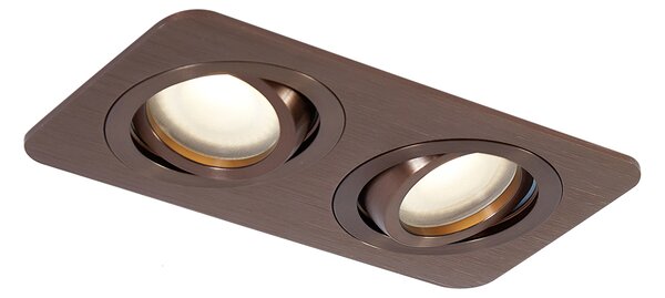 Zaoblené zapustené bodové svietidlo tmavý bronz GU10 50 mm otočné a naklápacie IP44 2-svetlá - Alberto