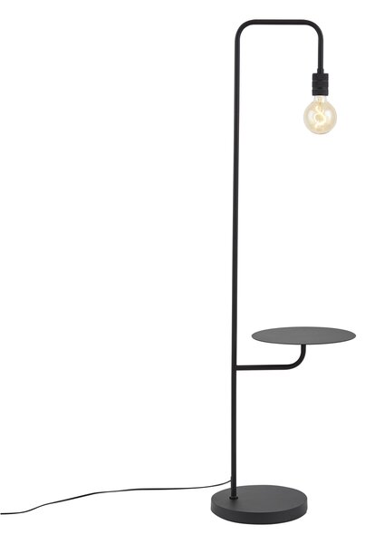 Moderná stojaca lampa čierna s okrúhlym stolíkom - Ostrich