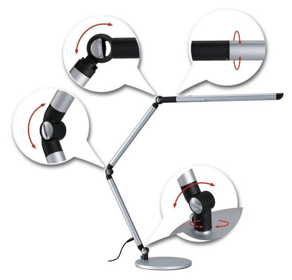 Stolové Lampa Paulmann, FlexBar, stmievateľné, Metalická, Pracovňa, Hliník, Moderný