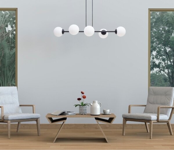 Luster na lanku FIRA 5xE27/60W/230V čierna