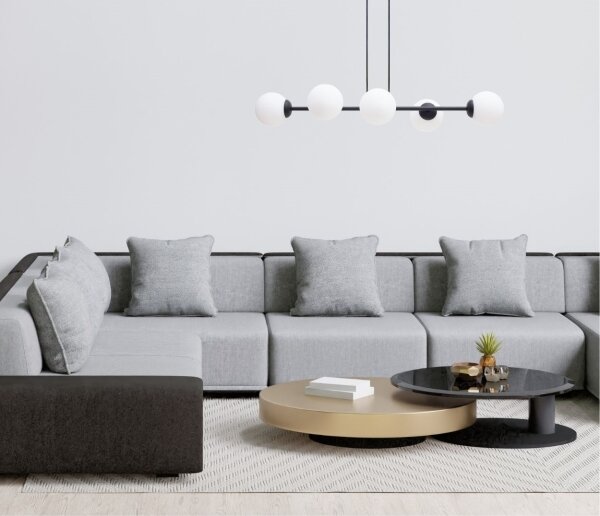 Luster na lanku FIRA 5xE27/60W/230V čierna